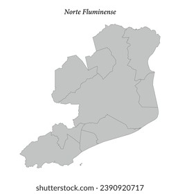 Karte von Norte Fluminense ist eine Mesoregion in Rio de Janeiro Staat mit Grenzen Gemeinden