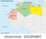 Map of the North African Arab Maghreb Union