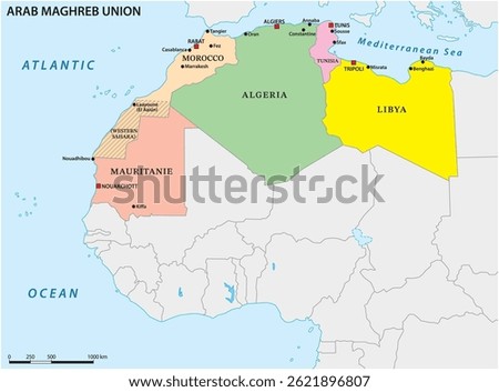 Map of the North African Arab Maghreb Union