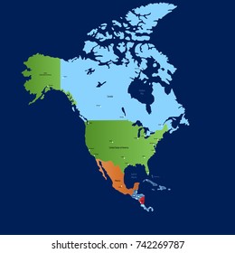 Map of north america.