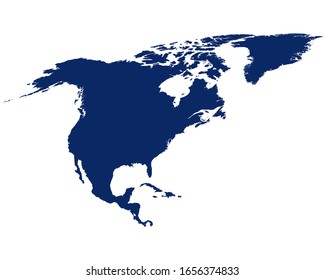 Map of North America in blue colour