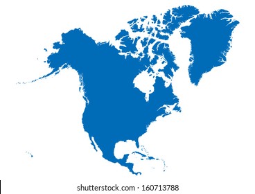 map of north america- blue on white background