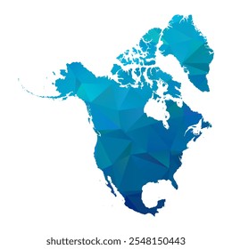 Mapa de América del Norte - Diseño poligonal azul para su uso. Ilustración vectorial eps 10.