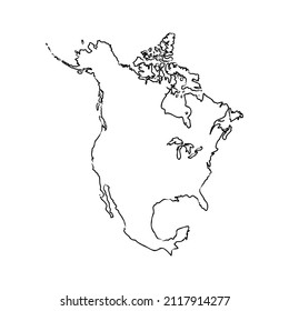 mapa de américa del norte. esquema vectorial de américa del norte
