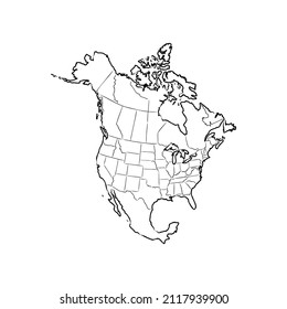 mapa de américa del norte. esquema vectorial de américa del norte