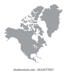 Mapa de América del Norte con países. Mapa estilizado de Norteamérica en estilo moderno minimalista