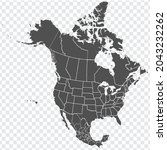 Map of North America. Detailed map of North America with States of the USA and Provinces of Canada and all Mexican States. Template.  EPS10.