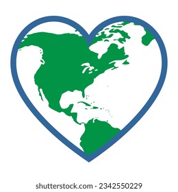 Map of North America enclosed inside a heart shape