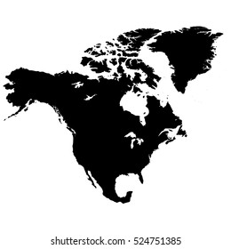 Map of North America in high quality without borders. Vector illustration.