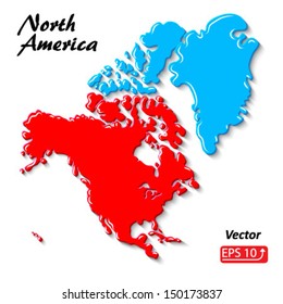 Map of North America , isolated on white background vector