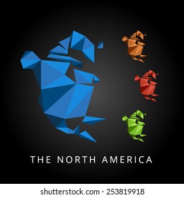 Map of north america in low poly design style