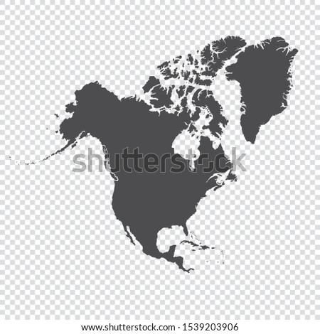map of North America on transparent background