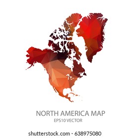 Map of North America polygon vintage vector eps10