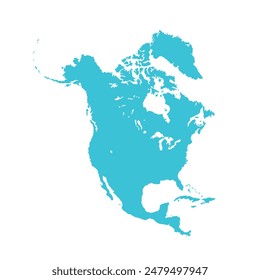 Map of North America, sign silhouette. World Map Globe. Vector Illustration isolated on white background. American continent.