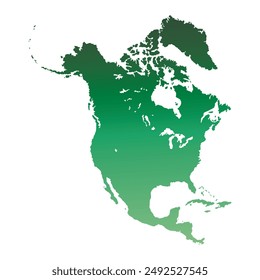 Map of North America, sign silhouette. World Map Globe. Vector Illustration isolated on white background. American continent.
