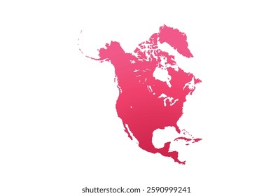 Map of North America, sign silhouette. World Map Globe. Vector Illustration isolated on transparent background. American continent.