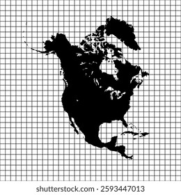 Map of North America, sign silhouette. World Map Globe. Vector Illustration isolated on transparent background. American continent.