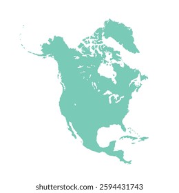 Map of North America, sign silhouette. World Map Globe. Vector Illustration isolated on transparent background. American continent.