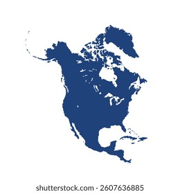 Map of North America, sign silhouette. World Map Globe. Vector Illustration isolated on transparent background. American continent.