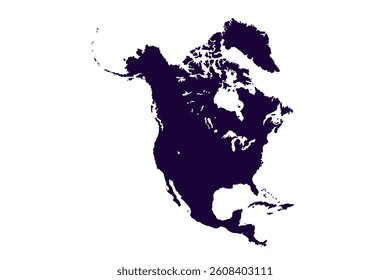 Map of North America, sign silhouette. World Map Globe. Vector Illustration isolated on transparent background. American continent.