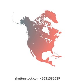 Map of North America, sign silhouette. World Map Globe. Vector Illustration isolated on transparent background. American continent.