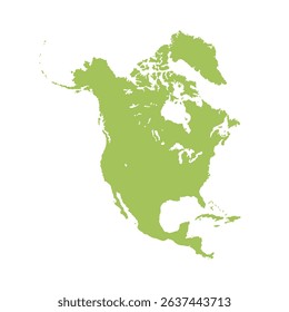 Map of North America, sign silhouette. World Map Globe. Vector Illustration isolated on transparent background. American continent.