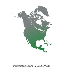 Map of North America, sign silhouette. World Map Globe. Vector Illustration isolated on transparent background. American continent.