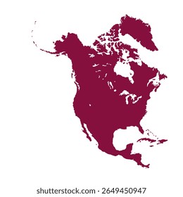 Mapa da América do Norte, silhueta de sinais. World Map Globe (em inglês). Ilustração de vetor isolada em plano de fundo transparente. continente americano.
