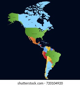 Map of north america and south america.