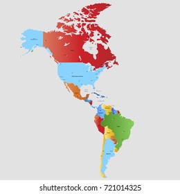 Map of north america and south america.