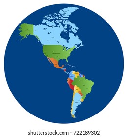Map of north america and south america.