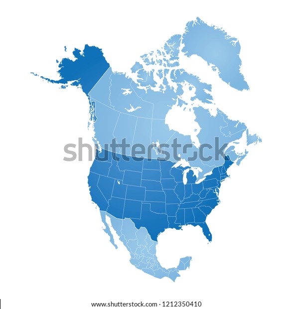Map North America Usa Canada Mexico Stock Vector Royalty Free