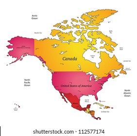 Map of North America. Vector illustration.