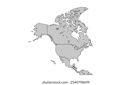 Map of North America for website layouts,background,education, precise,customizable,Travel worldwide,map silhouette backdrop,earth geography, political,reports.Vector illustration map.