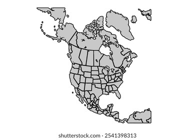 Mapa de América do Norte para layouts de site, fundo, educação, preciso, personalizável, Viajar em todo o mundo, mapa silhueta de fundo, geografia da terra, político, reports.Vetor mapa ilustração.