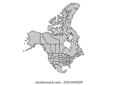 Mapa de América do Norte para layouts de site, fundo, educação, preciso, personalizável, Viajar em todo o mundo, mapa silhueta de fundo, geografia da terra, político, reports.Vetor mapa ilustração.