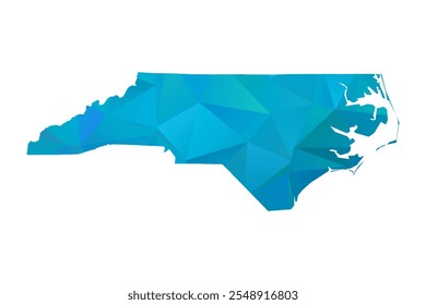 Map of North Carolina - Blue Polygonal Design For Your. Vector illustration eps 10.