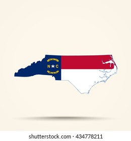 Map of North Carolina in North Carolina flag colors





