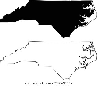 Map of the North Carolina on white background. black outline map of North Carolina. North Carolina, state of USA. flat style.