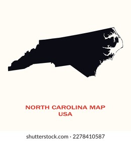 Map of NORTH CAROLINA, Map of NORTH CAROLINA with Solid color, Map of USA state NORTH CAROLINA Vector Illustration, Map of NORTH CAROLINA with Color, USA.