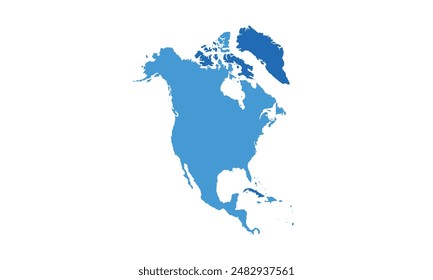 Map of north and central America isolated modern colorful style. for website layouts, background, education, precise, customizable, Travel worldwide, map silhouette backdrop, earth geography.