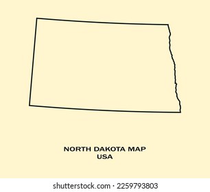 Map of NORTH DAKOTA, Map of NORTH DAKOTA with an outline, Map of USA state NORTH DAKOTA Vector Illustration, USA.