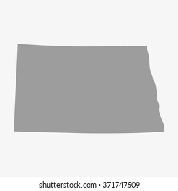 Map  of North Dakota State in gray on a white background