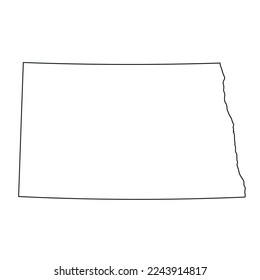 Map of the North Dakota state in white color isolated on white background. Vector illustration