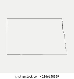 Mapa de Dakota del Norte - Estados Unidos: silueta de esquema de elemento gráfico Diseño de la plantilla de ilustración
