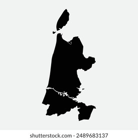 Map of North Holland - Netherlands outline silhouette graphic element Illustration template design
