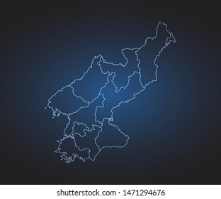 Map of North Korea - Abstract mash line and point scales on circuit dark background. symbol for your web site design map logo, app, ui,Travel. Vector illustration eps 10.