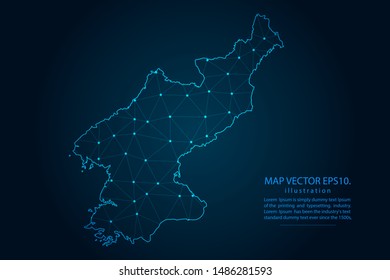 map of north Korea with Abstract mash line and point scales on Dark background . Wire frame 3D mesh polygonal network line, design polygon sphere, dot and structure. Vector illustration eps 10.