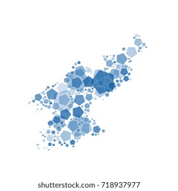 map of north korea filled with pentagons of different sizes and degrees of transparency