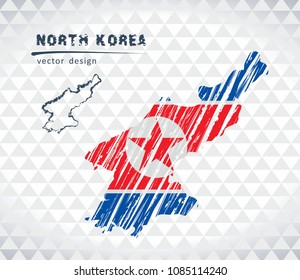 Map of North Korea with hand drawn sketch pen map inside. Vector illustration